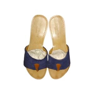 🌞🌞🌞Romano Palai made in Italy, size 6.5M Navy & tan leather thong sandals EUC
